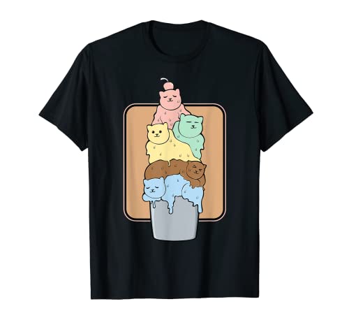 Ice Cream Cat Pet Animal Meowing Kitty Lover Funny Humor Camiseta