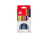 Hello, Artist! Acrylic Paint, Set of 6, Jewel Tone Colors, Vibrant, Rich Pigment, Non-Toxic, For Beginner Artists