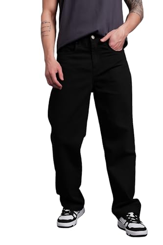Image of Men Relaxed Fit Denim Jeans | Four Pocket Straight Leg Denim Trousers | Casual Wear Durable Denim Bottoms | Stylish Daily Outfit for Men