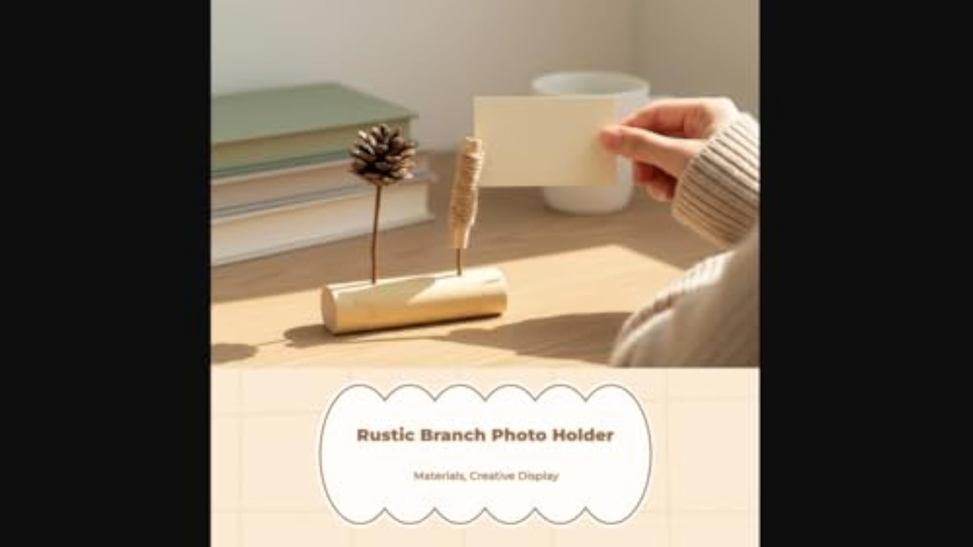 DIY Tree Branch Rope Stand Picture Frame Holder, Creative Home Decor