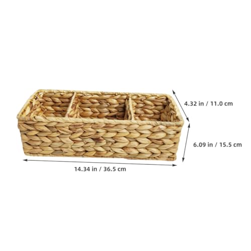 Panier tressé en jacinthe d'eau à 3 sections de bureau et cuisine - 3