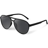 Gesruny Sonnenbrille Herren Damen Polarisiert Pilotenbrille UV400 Schutz Sonnenbrillen Klassische Retro Ultraleichte Schwarz Fliegerbrille Outdoor für Fahren-Schwarz