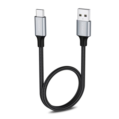 aceyoon Kabel USB na typ C, krótki, 50 cm, 3 A, kabel do szybkiego ładowania, nylonowy, pleciony kabel do transmisji danych, kompatybilny z powerbankiem do iPhone 16, 15, Galaxy S24+/S24/S23, Google