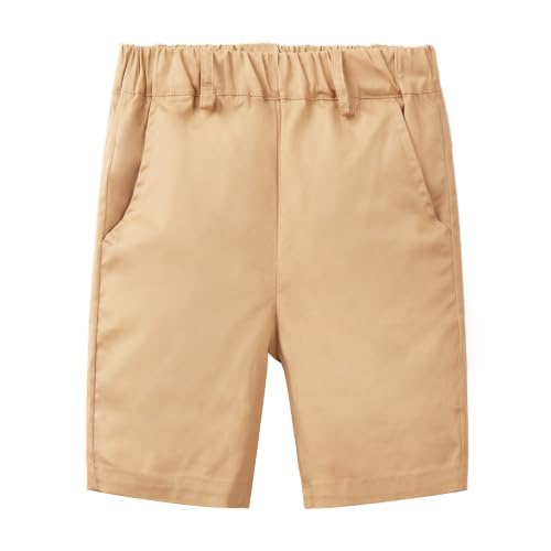 Pantalones cortos chinos para niños con cintura elástica y frente plano Mud Kingdom