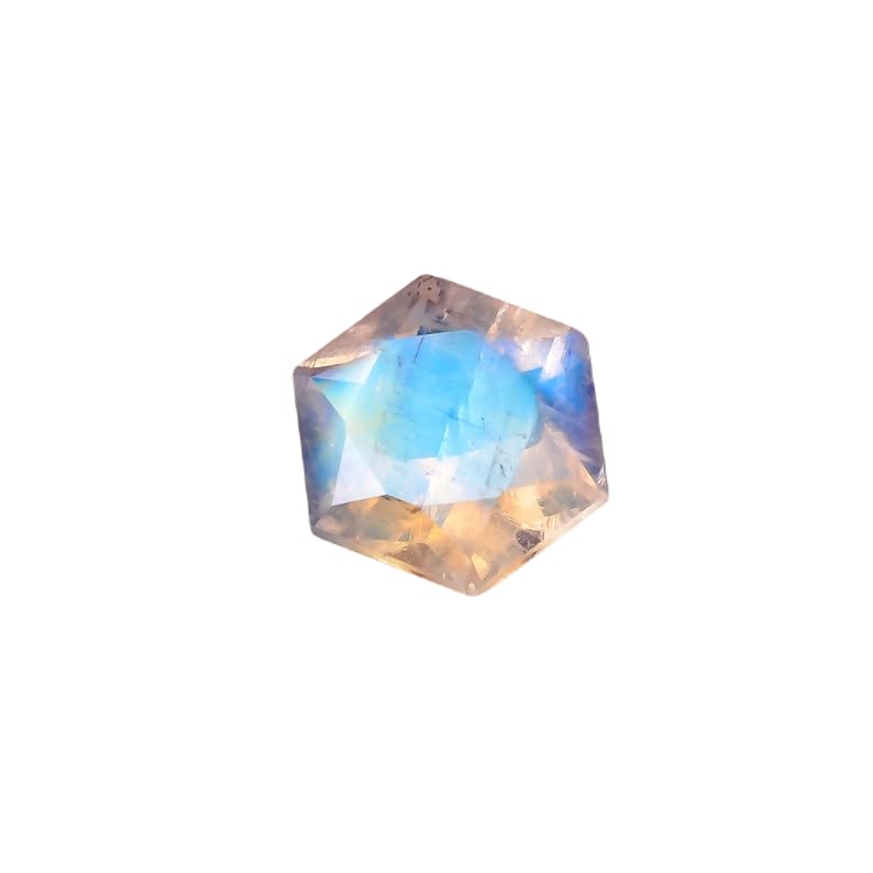 Pierre de lune véritable taillée à facettes 7 mm, gemme d'exception pour joaillerie