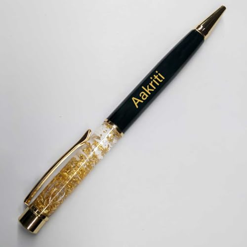 Image of Personalized Gold Pen Stand With Name, Table Watch, Calendar, Stationery & Wooden Desk Organizer - Custom Corporate Gift For Doctors, Office, Study, New Year Gift For Employees (Pen with stand)