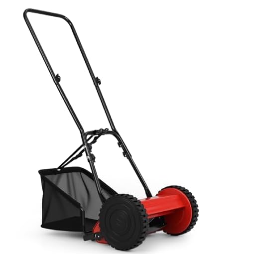 TANGZON Hand Push Lawnmower, Manual Lawn Mower with 30cm Cutting Width, 18.5L Grass Box, 4 Adjustable Cutting Heights, Walk-Behind Cylinder Lawn Mower For Small Gardens (Red+Black)