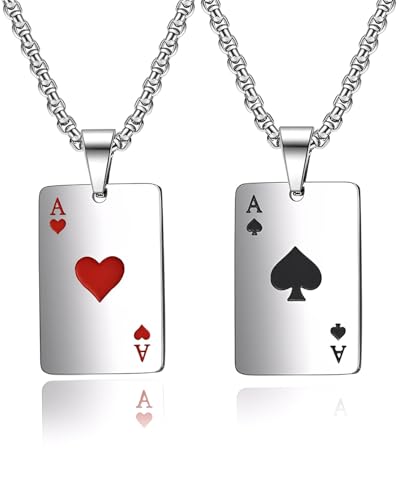 JUKOTA 2 Piezas Collar Parejas Acero Inoxidable Colgante Pokers