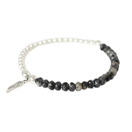 Image of HXZASFG Silver Bead Stretch Bracelet with Natural Sodalite and Agates Stones - Gift for Women & Men