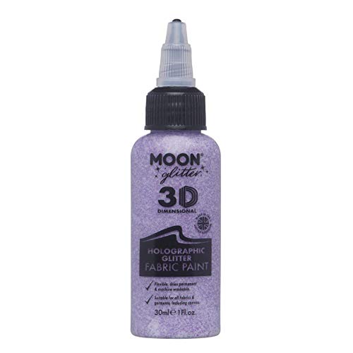 Moon Glitter - Holographic Glitter 3D Fabric Paint - 30ml - Purple - Textile paint for clothes, t-shirts, bags, shoes & canvas