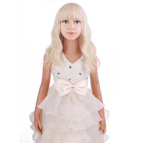 Image of PATTNIUM Platinum Blonde Wig Short Wavy Wig with Bangs Synthetic Blonde Wig Women Cosplay Halloween Party Costume Wig (Platinum Blonde)