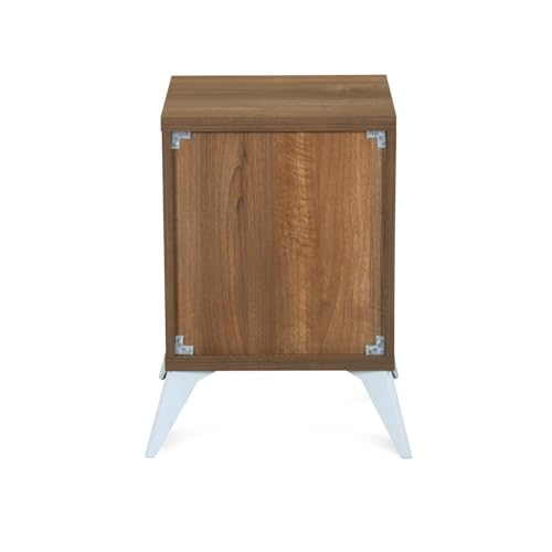 Image of Nilkamal Trixie Night Stand | Wooden Bed Side Table with 2 Drawers | Multipurpose End Table for Bedroom, Living Room | Oak