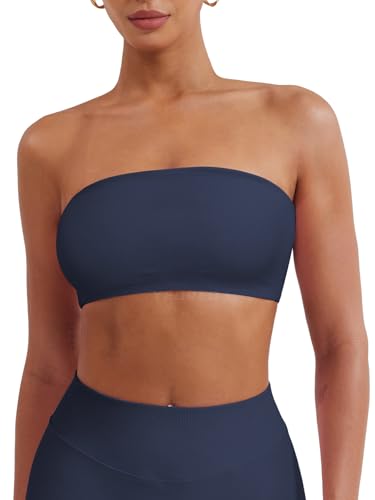 YEOREO CoreFlex Workout Bandeau Sports Bra Navy S