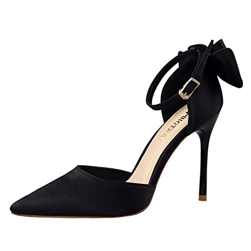 JOEupin Zapatos de tacón alto para mujer con correa de tobillo y correa de tobillo, Gris plateado, 38 EU Cover