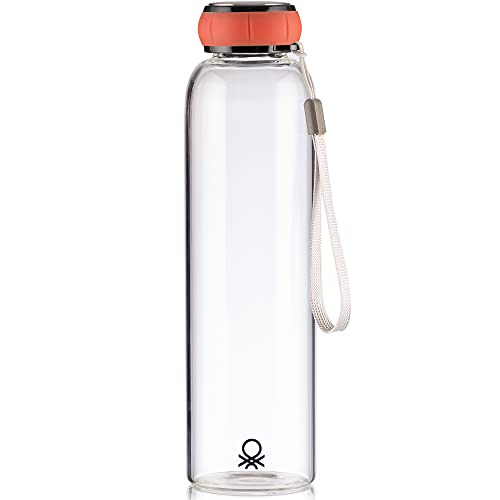 United Colors Of Benetton. Botella De Agua 550Ml Borosilicato Tapa Roja Casa Benetton, Rojo, 550 Ml