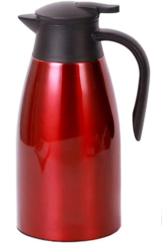 Webao Termo de 2 litros de acero inoxidable, con cierre de punta rápida, jarra de vacío de doble pared para té y café, color rojo