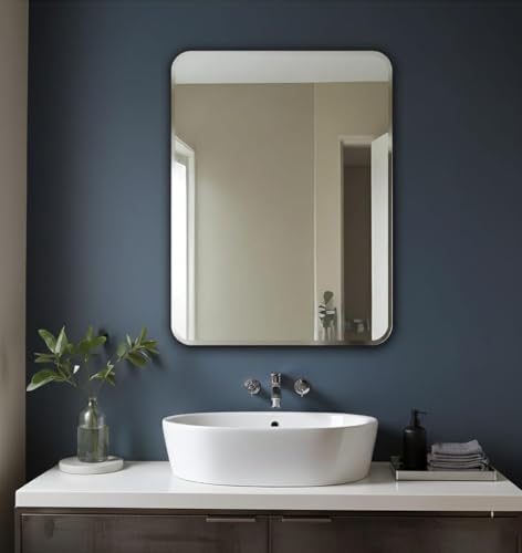 Frameless Glass Decorative Mirror for Bathroom Wall (18 X 24 Inch...