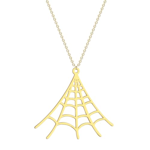 Collier toile d’araignée cadeau d'Halloween bijou gothique argenté pour surprendre vos proches