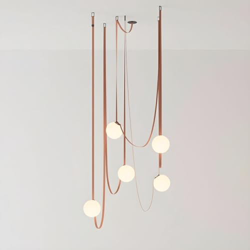 Susuo Modern 5-Lights Globe Chandeliers With Leather Chain cover