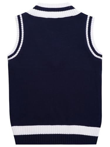 JEATHA Kids Boys' School Uniform Sweaters Vest Sleeveless V-Neck Cotton Knitted Pullover Tops2