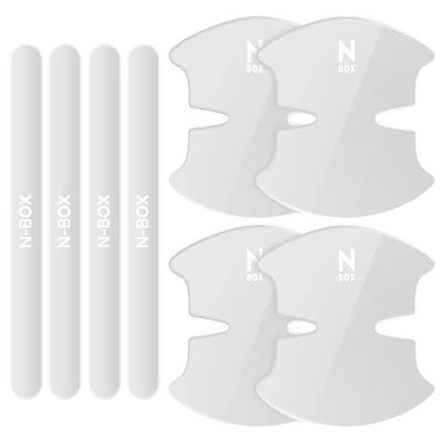 DcariveX ホンダ N-BOX対応 ドアハンドルプロテクター 8個セット N-BOX JF2 JF3JF4 JF5 JF6 全シリーズ対応 透明/カーボンカラー 傷防止フィルム 車体塗装保護 防水・耐高温 手触り良く 取り付け簡単 専用ロゴ入り (N