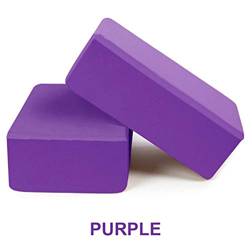 BABYONLINE D.R.E.S.S. Yoga Blocks Foam Balance Aid 2 PC EVA Strength Flexibility Fitness Exercise Pilates Yoga Brick,Purple