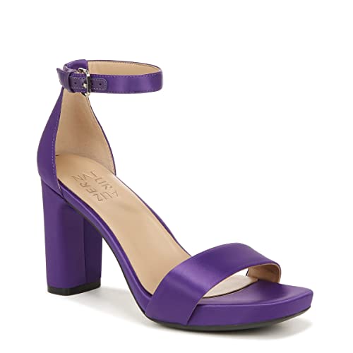 Naturalizer Womens Joy Ankle Strap Heeled Dress Sandal Purple Satin Fabric 10.5 M