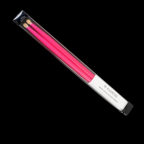 Image of Kadence AH7AR Touring Series Neon 7A Drumsticks | Premium American Hickory Wood | Acorn Tip with Smooth Matte Finish | Includes Protective Plastic Case | Pink