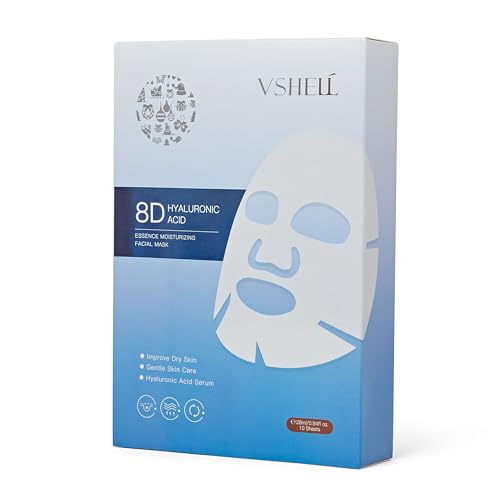 Hyaluronic Acid Face Sheet Mask Set of 10-Deep Hydration & Moisturizing Korean Skincare Masks for Dry, Dull Skin - Anti-Aging Glow