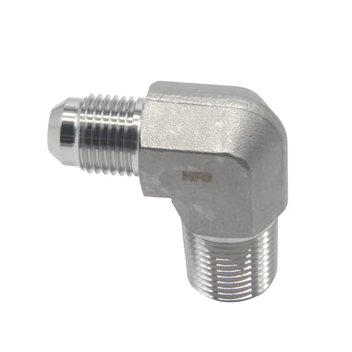 Image of HFS(R) 3 /8 inch Male NPT to 3 /8 inch Male JIC Elbow 90 Flare Pipe Fitting 304 Stainless Steel (3 /8 inch MNPT x 3 /8 inch MJIC)