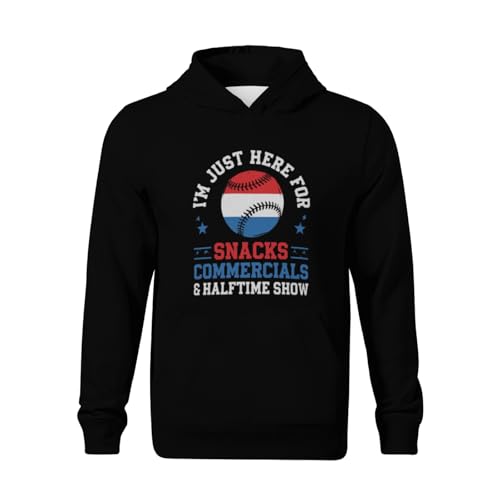 Kids Baseball I'm Just Here for Snacks Commercials Halftime Show Boys Girls Lightweight Kangaroo Pocket Fleece Hoodies2