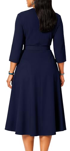 Image of ZVO Business Work Dress for Women Elegan Church V-Neck A Line Midi Dresses