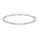 HANGINTHERE Stretch Adjustable Crystal Beaded Bracelet for Women, 7 in, 4mm Beads, with Velvet Pouch