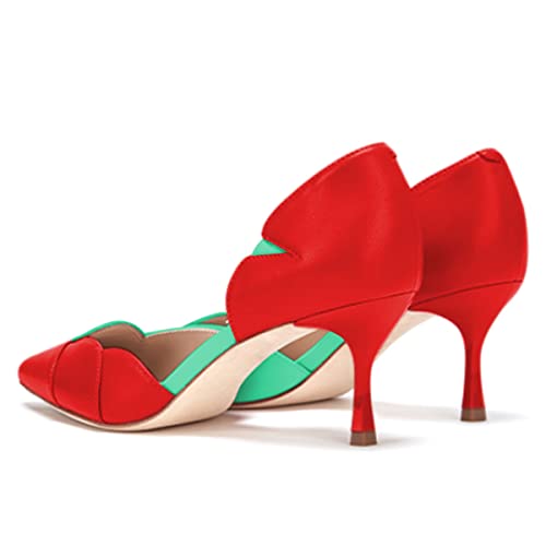Image of XYD Women's Pumps, Elegant Pointed Toe, D'Orsay Kitten Low Heels, Rhinestone Studs, Slip-On Satin Shoes for Wedding