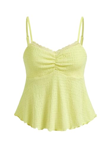 Image of SOLY HUX Women's Peplum Tops Summer Casual Ruched Flowy Going Out Top Spaghetti Strap Tank Camisole