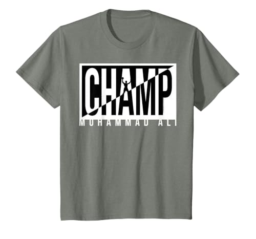 Muhammad Ali - Champ Black and White T-Shirt, Youth, Olive Heather, X-Small