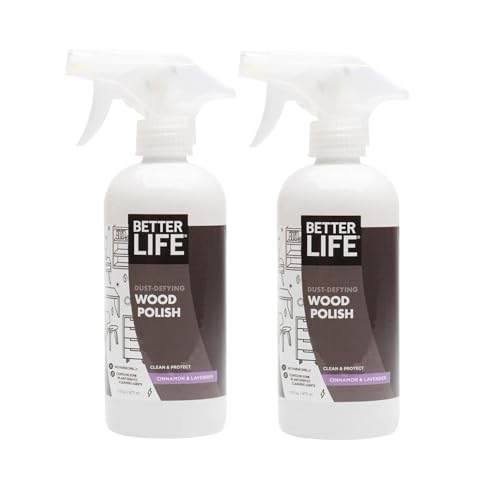 Product Image of the BETTER LIFE Wood Furniture Polish - Wood Cleaner & Dusting Spray for Tables, Banisters or Floor - Great Wood Seasoning for Old Wooden Cabinet, Antique Restorer - 16oz (2Pack) Cinnamon & Lavender