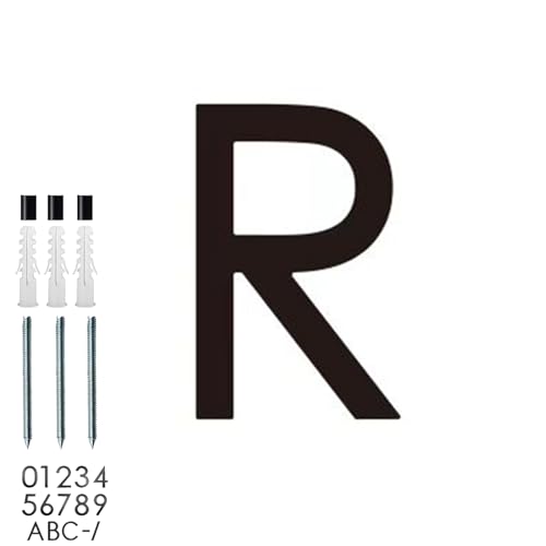 roslyong Floating House Number 5 Inch, Modern Outdoor Address Sign, Acrylic Solid Address Numbers with Nail Kit, Black Address Letter R