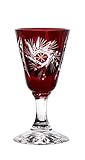 Lieferumfang: 1 Likörglas CRISTALICA Likörglas Likörkelch Schnapsglas Wodka geschliffen Rot Kristallglas 25 ml