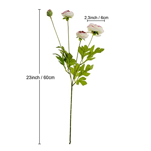 Artificial Silk Flowers Persian Buttercup Bicolor Ranunculus Flower 5 Pcs,Suitable For Core Decoration,Wedding Floral Creation,Flower Arrangement Diy Project,Interior Decor（Green） #TOP4