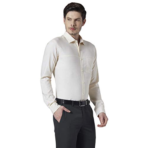 Image of Park Avenue Men's Cotton Blend Solid Pattern Slim Fit Narrow Collar Full Sleeve Formal Shirt