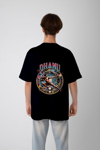 Image of Men's Zodiac Sign Printed Oversized Cotton T-Shirt