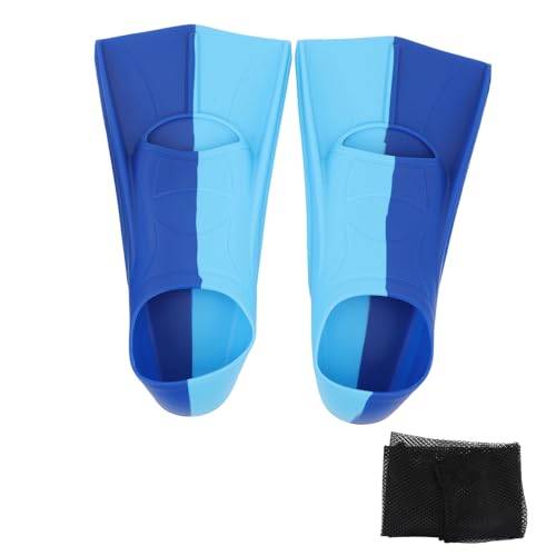 Swim Fins, 2pcs 2 Colour Silicone Anti Slip Swimming Flippers with Mesh Bag for Swim Training, Dive Gear, Snorkeling, Breaststroke (M)