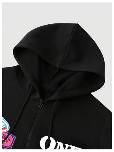 Men's Letter Graphic Zip Up Hoodie Jacket Long Sleeve Drawstring Hooded Sweatshirts Outwear3