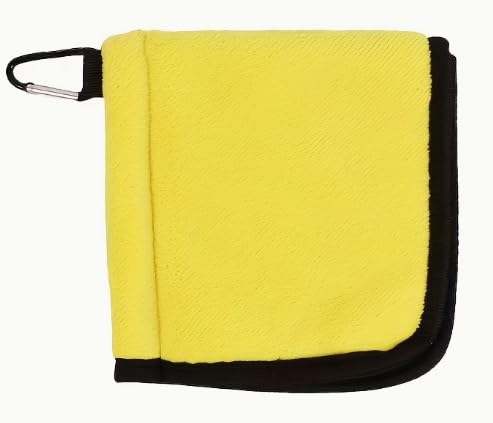 Osrya Golf Cleaning Towel with Clip – Dual-Sided Microfiber Golf Towel for Clubs & Balls, Heavy Duty Carabiner Clip, Super Absorbent Golf Accessories (Yellow)