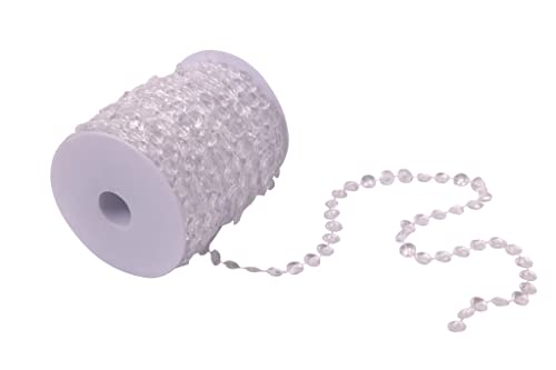 ICTRONIX Guirnalda de cuentas de cristal blanco de 30 m de rollo, con cuentas de acrílico, para colgar en la cortina de araña, para manualidades, bodas, fiestas, puertas, decoración Cover