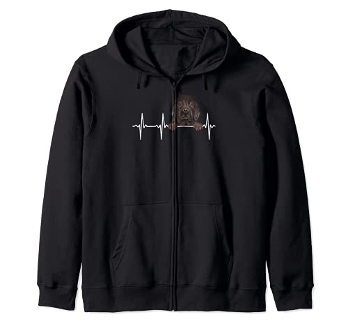 Funny Dog Heartbeat For Newfoundland Lovers Zip Hoodie, Black