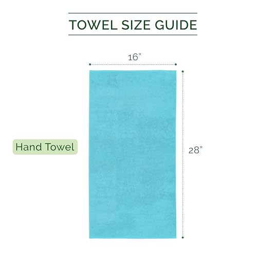 Image of Elegant Comfort Three Line Popcorn Towel Set for Bathroom 16 x 28 inches, Premium Hotel Quality 4-Pack Hand Towels, 100% Turkish Cotton, Soft and Durable, Quick Dry and Highly Absorbent, Aqua