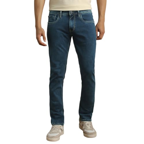 Image of Peter England Men Blue Mid Wash Jeans