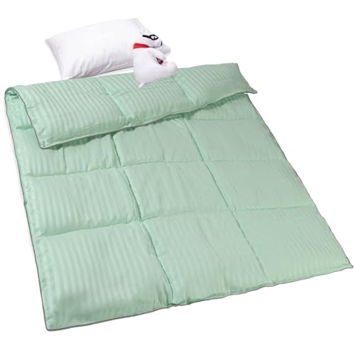ZPECC Toddler Down Alternative Comforter, 39x47 Hypoallergenic Baby Blanket Quilt, Soft Breathable Lightweight All Season Kids Duvet Insert for Crib Stroller Cot Daycare, Green Stripe